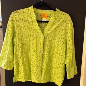 Ruby Rd. Vibrant Green Lace Blouse